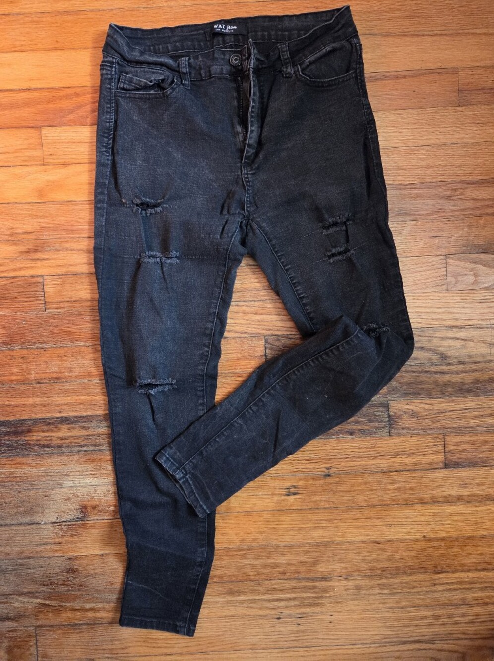 Black Distressed Women's Jeans - Classic Slim Fit